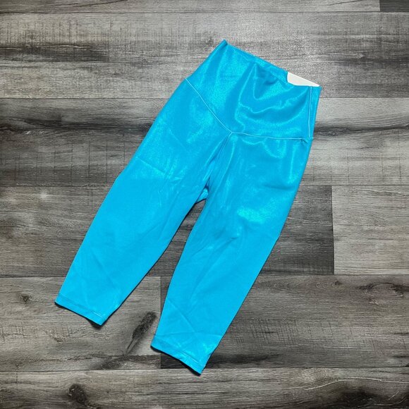 Offline By Aerie Real Me Crop High Rise Yoga Pants Blue Shine NWT Size XS - Picture 1 of 9
